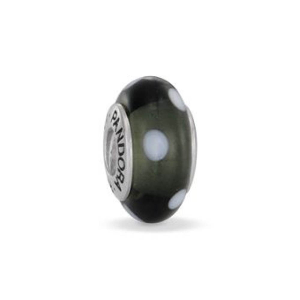 RETIRED Pandora Black and White Polka Dot Glass